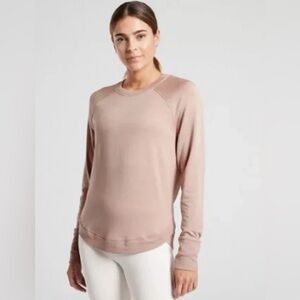 Athleta Women's Mindset Sweatshirt Medium Light Pink Long Sleeve Crewneck Modal